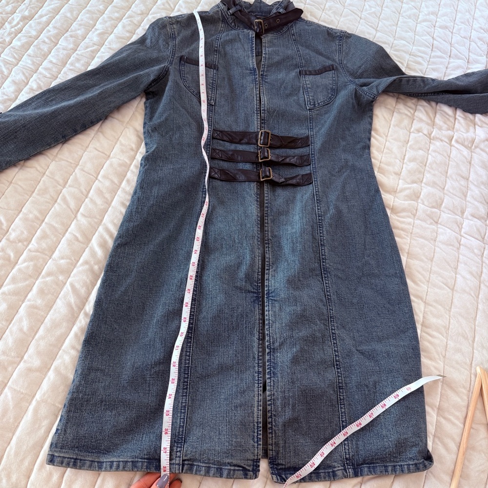 Vintage Y2K FUBU “fatty girl” denim leather belted coat steampunk grunge size XL - Picture 10 of 10